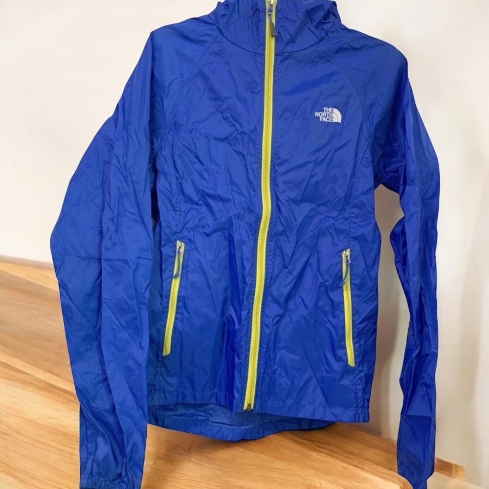 The North Face Men’s Rain Jacket - Royal Blue with Yellow Accents Size Small